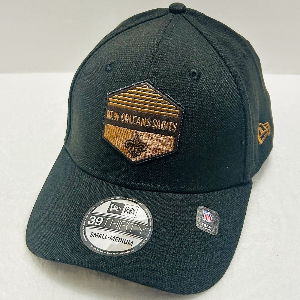 New Era New Orleans Saints Gulch 39THIRTY Stretch Flex Hat Cap S/M‎ Black NFL